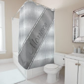 Gepersonaliseerd Zilver Grijs Metallic Douchegordi Douchegordijn (In situ)