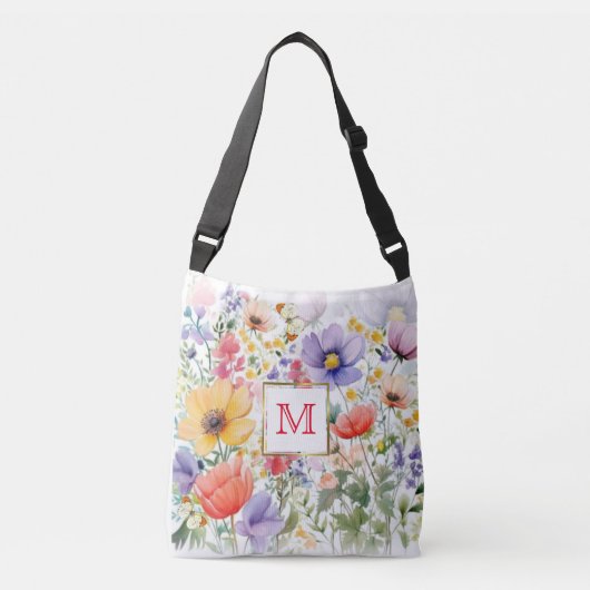 Gepersonaliseerd zomerbloemenontwerp crossbody tas (Voorkant)