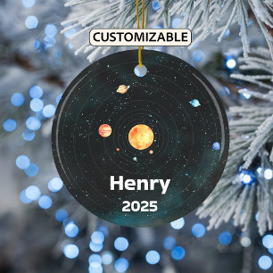 Gepersonaliseerd zonnestelsel Ornament, ruimte, pl Keramisch Ornament
