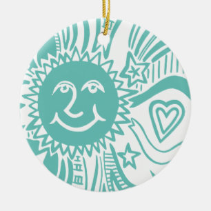Gepersonaliseerd zonpatroon keramisch ornament