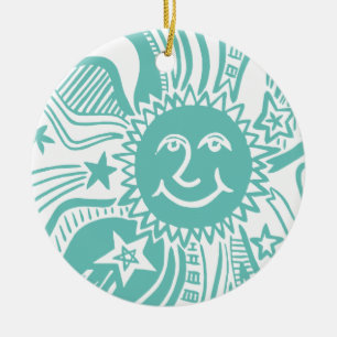 Gepersonaliseerd zonpatroon keramisch ornament