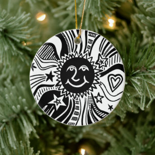Gepersonaliseerd zonpatroon keramisch ornament
