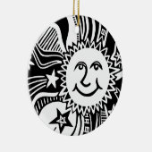 Gepersonaliseerd zonpatroon keramisch ornament (Rechts)