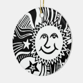 Gepersonaliseerd zonpatroon keramisch ornament (Links)