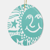 Gepersonaliseerd zonpatroon keramisch ornament (Links)