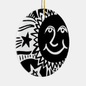 Gepersonaliseerd zonpatroon keramisch ornament (Rechts)