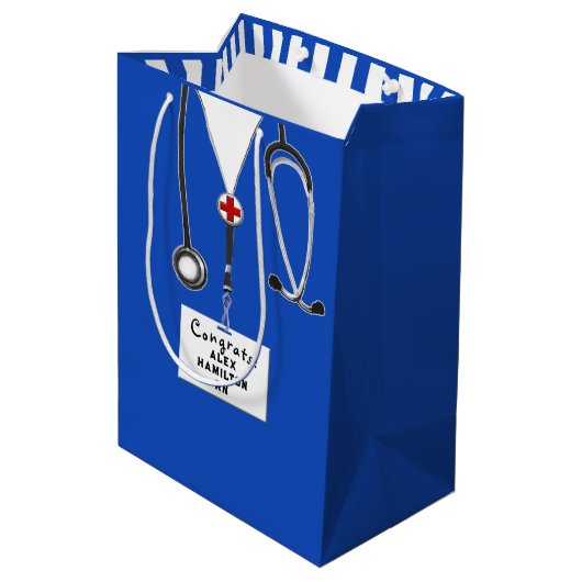 Gepersonaliseerd zurig Afstuderen Middelgrote Gift Medium Cadeauzakje (Achterkant Gekanteld)