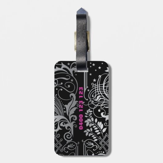 Gepersonaliseerd zwart Bagagelabel (Achterkant verticaal)