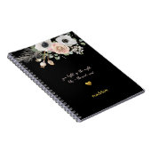 Gepersonaliseerd Zwart & Bloemen Roze Notitieboek (Rechterzijde)