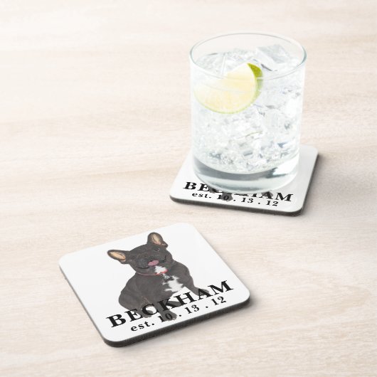 Gepersonaliseerd zwart Brindle Frenchie French Bul Bier Onderzetter (Rechterzijde)
