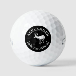 Gepersonaliseerd zwart deer Silhouette Golfballen