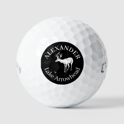 Gepersonaliseerd zwart deer Silhouette Golfballen (Voorkant)
