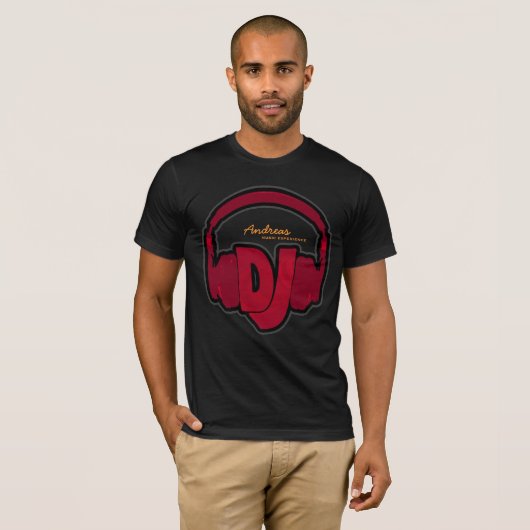 Gepersonaliseerd zwart DJ-T-shirt T-shirt (Voorkant volledig)