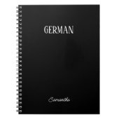 Gepersonaliseerd zwart Duits Onderwerp Notitieboek (Voorkant)