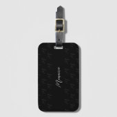 Gepersonaliseerd zwart Elegant Script Bagagelabel (Voorkant (verticaal))