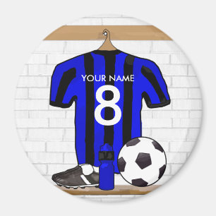 Gepersonaliseerd Zwart en blauw footballvoetbal Magneet