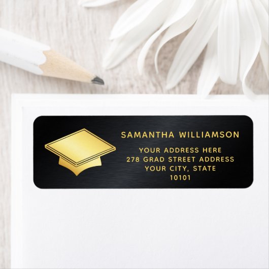 Gepersonaliseerd zwart en goud Afstuderen Etiket (Insitu)
