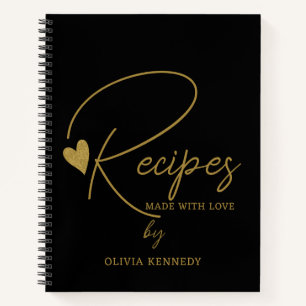 Gepersonaliseerd zwart en goud gemaakt met liefdes notitieboek