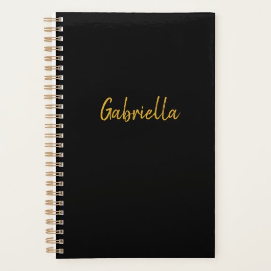 Gepersonaliseerd zwart en goud planner (Voorkant)