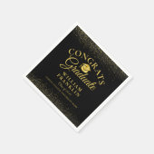 Gepersonaliseerd zwart en goudmatig Afstuderen Servet (Hoek)