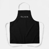 Gepersonaliseerd zwart en naam monogram | elegant schort (Voorkant)