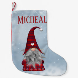 Gepersonaliseerd zwart en rood buffel speldenfeest kleine kerstsok