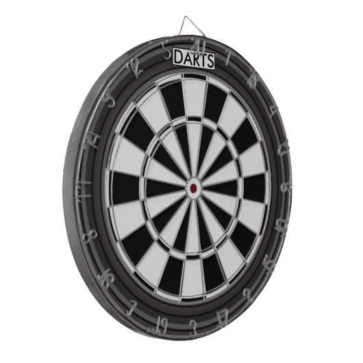 Gepersonaliseerd zwart en wit dartbord (Voorkant Links)