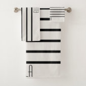 Gepersonaliseerd zwart en wit gestreept bad handdoek (Insitu)