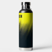 Gepersonaliseerd Zwart & Geel Waterfles (Links)