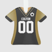 Gepersonaliseerd zwart/goudzoeker Jersey Ornament (achterkant)