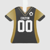 Gepersonaliseerd zwart/goudzoeker Jersey Ornament (voorkant)