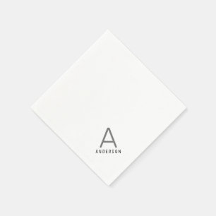 Gepersonaliseerd zwart grijs modern Initiaal Servet
