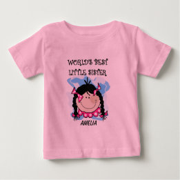 Gepersonaliseerd Zwart Haar Beste Zusje Tshirt