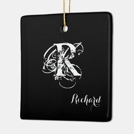 Gepersonaliseerd zwart keramisch ornament (Links)