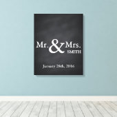 Gepersonaliseerd zwart krijtbord bruiloft gastenbo canvas afdruk (Insitu (Houten vloer))