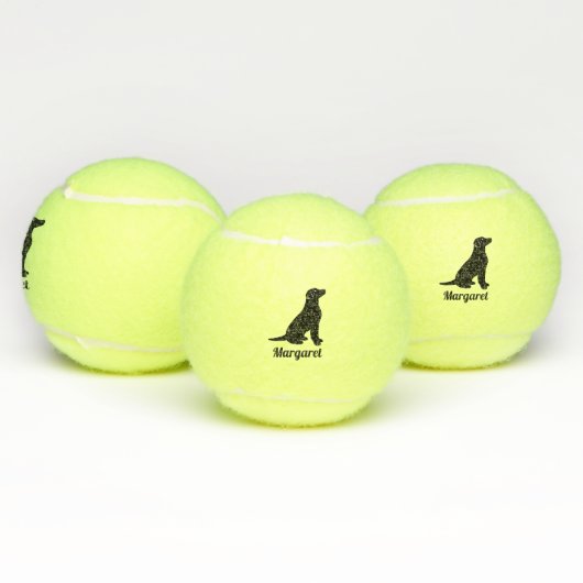 Gepersonaliseerd zwart labrador Silhouette Tennisballen (Multi)