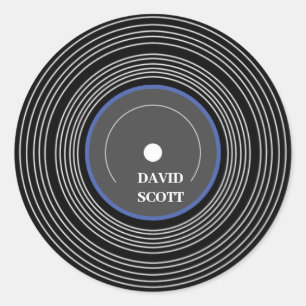 Gepersonaliseerd zwart Lp vinyl Ronde Sticker