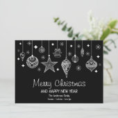 Gepersonaliseerd zwart met witte kerst Baubles (Staand voorkant)