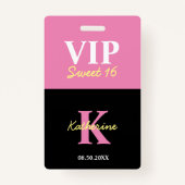 Gepersonaliseerd zwart, modern, 16 VIP Badge (Achterkant)