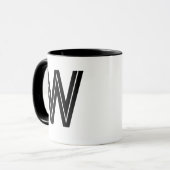 Gepersonaliseerd zwart modern monogram mok (Voorkant links)