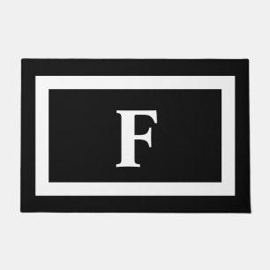 Gepersonaliseerd zwart monogram wit deurmat
