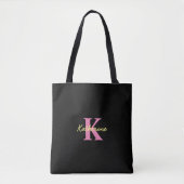 Gepersonaliseerd zwart monogrammed Modern Draagtas (Voorkant)