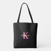 Gepersonaliseerd zwart monogrammed Modern Draagtas (Achterkant)