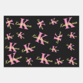 Gepersonaliseerd zwart monogrammed Modern Inpakpapier Vel (Voorkant)
