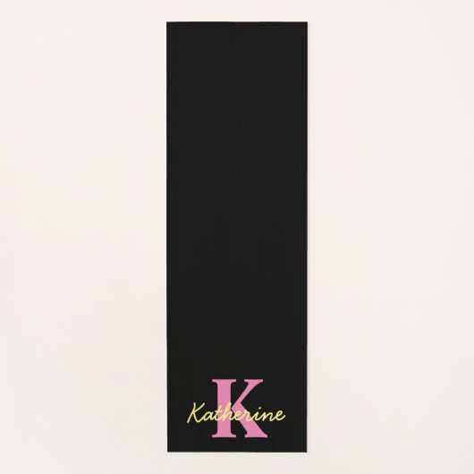 Gepersonaliseerd zwart monogrammed Modern Yogamat (Voorkant)