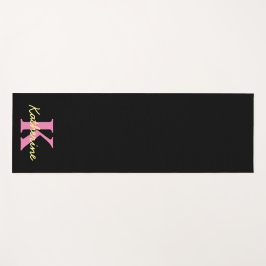 Gepersonaliseerd zwart monogrammed Modern Yogamat (Voorkant (horizontaal))