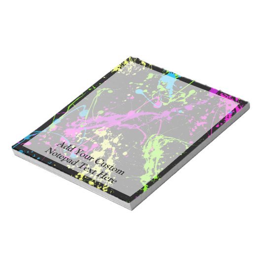 Gepersonaliseerd zwart/neonplatform notitieblok (Gedraaid)