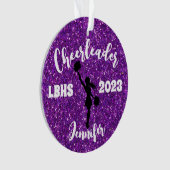 Gepersonaliseerd zwart & Paarse Cheerleading Ornam Ornament (voorkant)