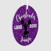 Gepersonaliseerd zwart & Paarse Cheerleading Ornam Ornament (voorkant)
