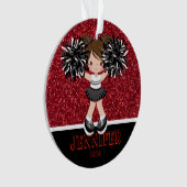 Gepersonaliseerd Zwart & Rood Cheerleading Ornamen Ornament (voorkant)